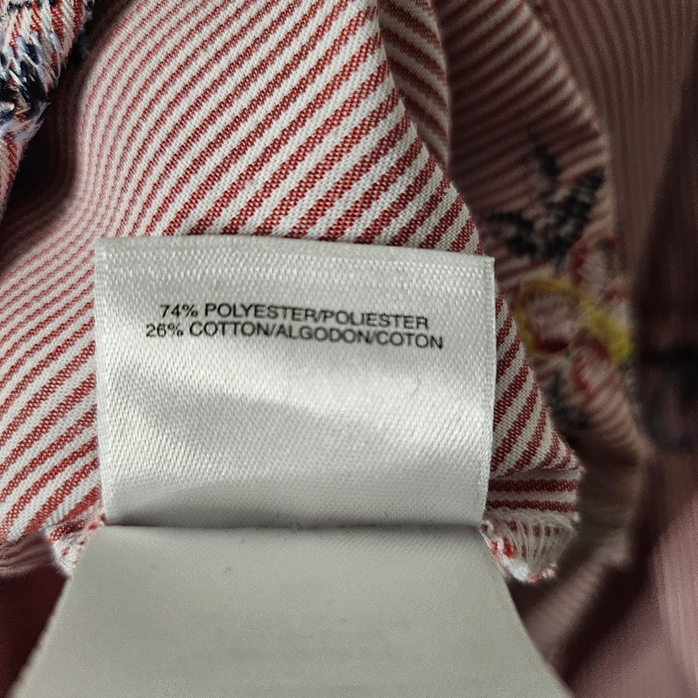 Nine West Blouse Small White Striped Embroidered Bell Sleeve Tie Back Prairie - Picture 11 of 14